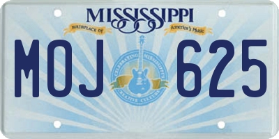 MS license plate MOJ625