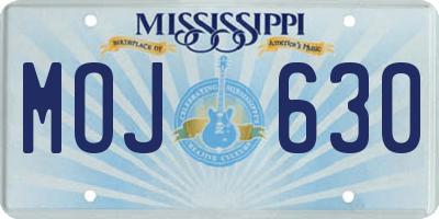 MS license plate MOJ630
