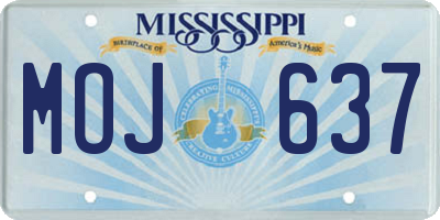 MS license plate MOJ637