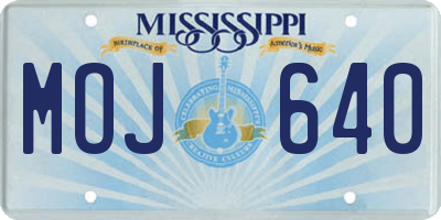 MS license plate MOJ640