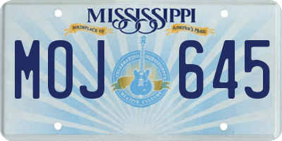 MS license plate MOJ645