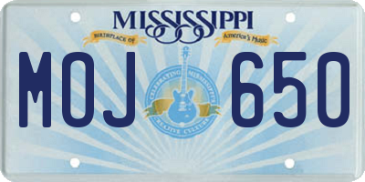 MS license plate MOJ650