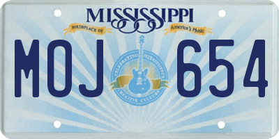 MS license plate MOJ654