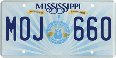 MS license plate MOJ660