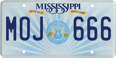 MS license plate MOJ666