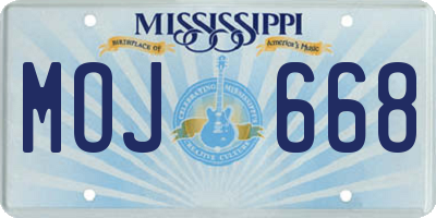 MS license plate MOJ668
