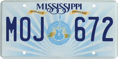 MS license plate MOJ672