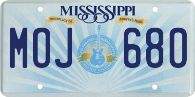 MS license plate MOJ680