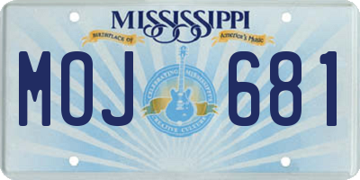 MS license plate MOJ681