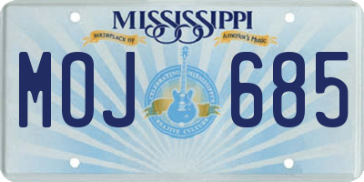 MS license plate MOJ685