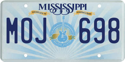 MS license plate MOJ698