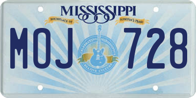 MS license plate MOJ728