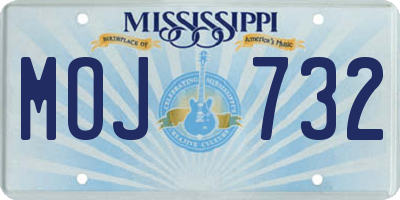 MS license plate MOJ732