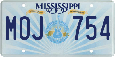 MS license plate MOJ754
