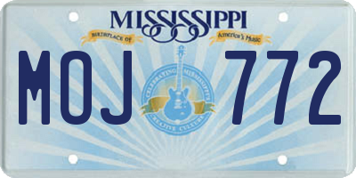MS license plate MOJ772