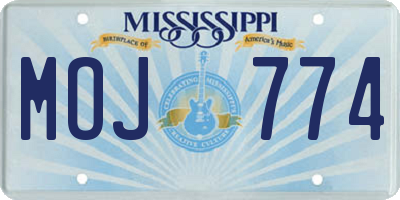 MS license plate MOJ774