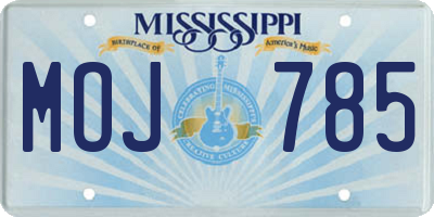 MS license plate MOJ785