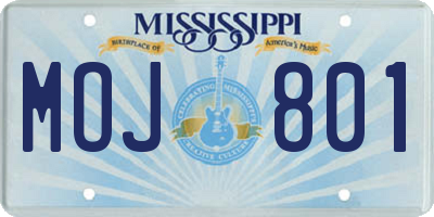 MS license plate MOJ801