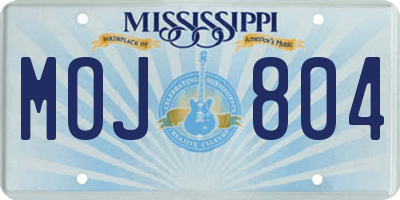 MS license plate MOJ804