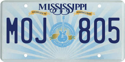 MS license plate MOJ805