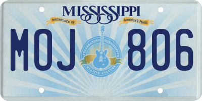 MS license plate MOJ806