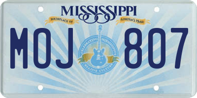 MS license plate MOJ807
