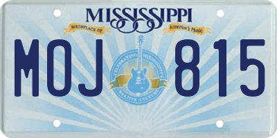 MS license plate MOJ815