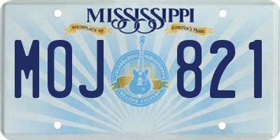 MS license plate MOJ821