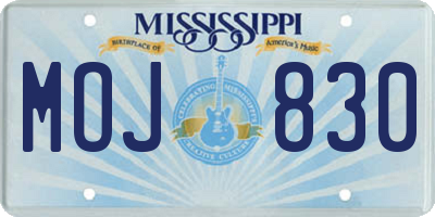 MS license plate MOJ830