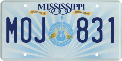 MS license plate MOJ831