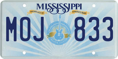 MS license plate MOJ833