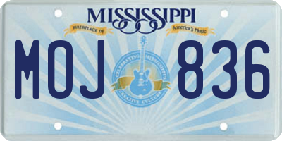 MS license plate MOJ836