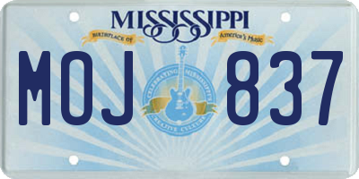 MS license plate MOJ837