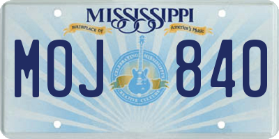 MS license plate MOJ840