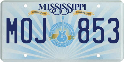 MS license plate MOJ853