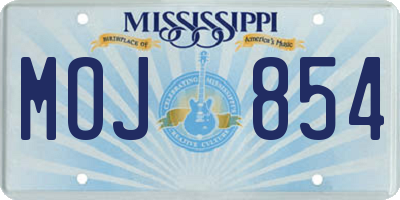 MS license plate MOJ854