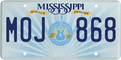 MS license plate MOJ868