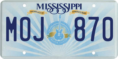MS license plate MOJ870
