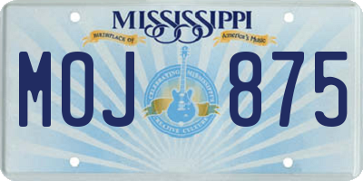 MS license plate MOJ875