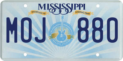 MS license plate MOJ880