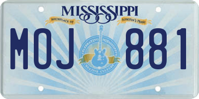 MS license plate MOJ881