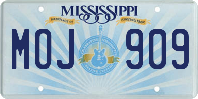 MS license plate MOJ909