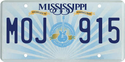 MS license plate MOJ915