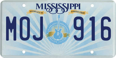 MS license plate MOJ916