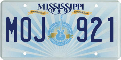 MS license plate MOJ921