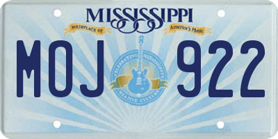 MS license plate MOJ922
