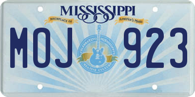 MS license plate MOJ923