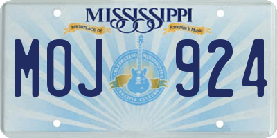 MS license plate MOJ924