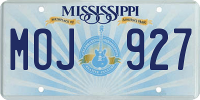 MS license plate MOJ927