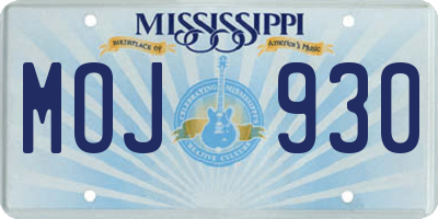 MS license plate MOJ930